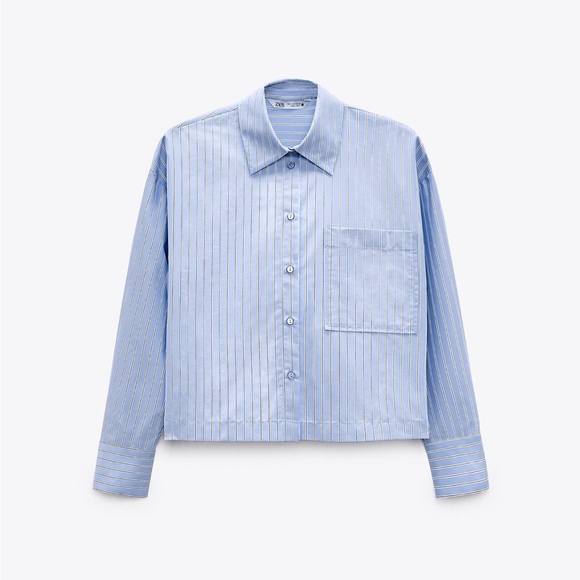 Zara cropped boxy button up shirt size L - Picture 1 of 6